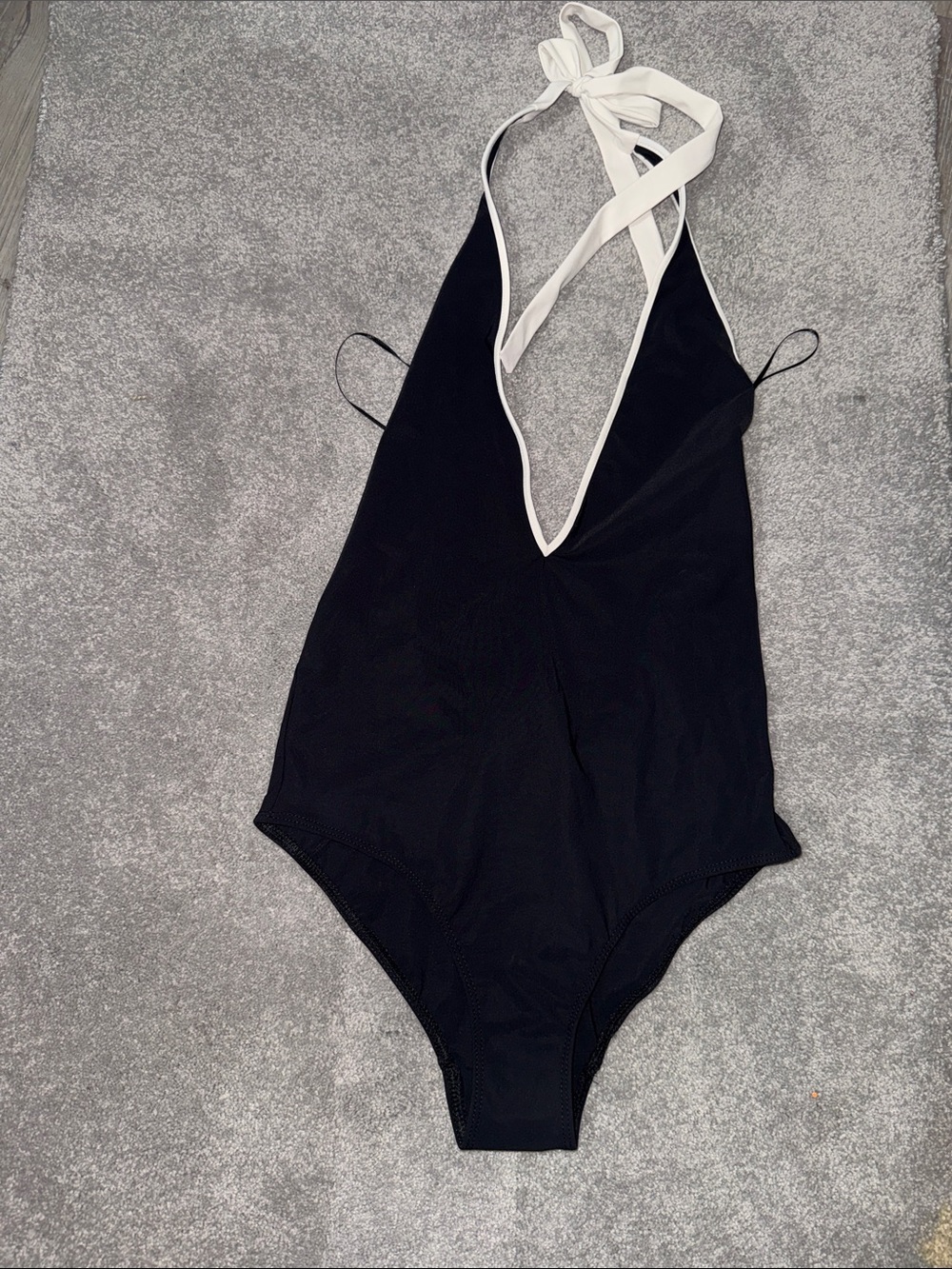 Zara Chocolate One-Piece Swimsuit with Cream Trim
